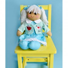 Powell Craft Rag Doll with Blue Embroidered Bird Jacket