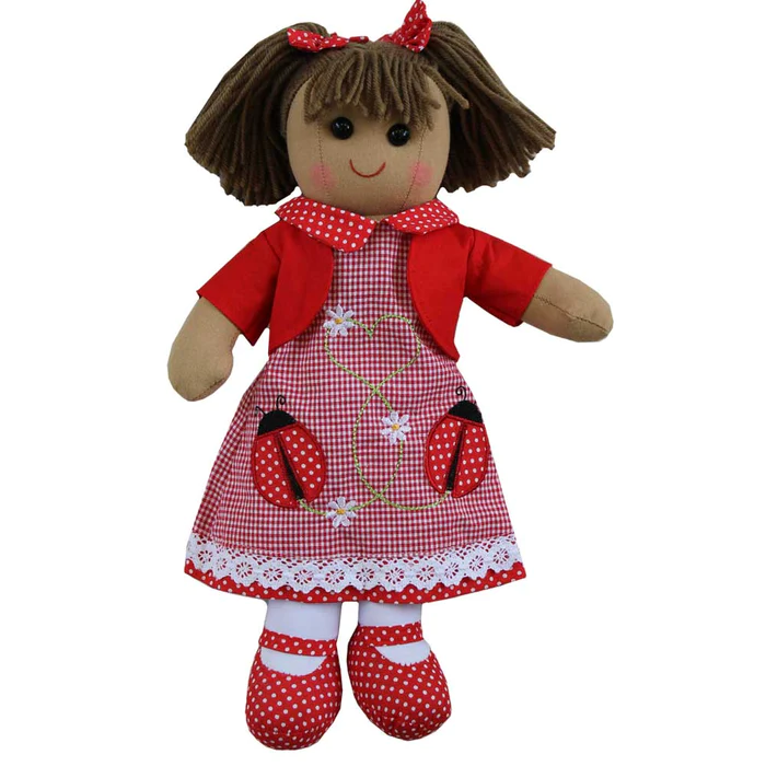 Powell Craft Rag Doll with Ladybird Dress