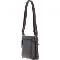 Ashwood Two Section Zip Top Leather Crossbody Bag Brown