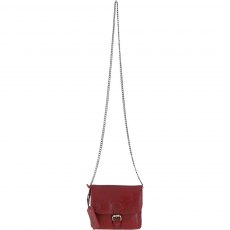 Ashwood Vintage Mini Leather Cross Body Bag With Chain Strap Red G-27