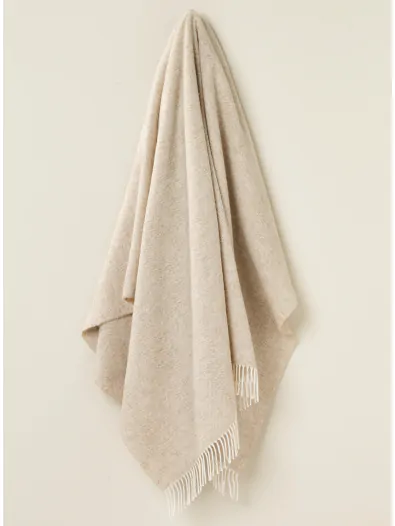 Portmeirion Piazza Herringbone Merino Wool Throw - Natural