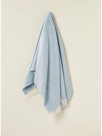 Portmeirion Piazza Herringbone Merino Wool Throw - Aqua