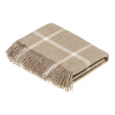 Portmeirion Block Check Merino Wool Throw - Beige