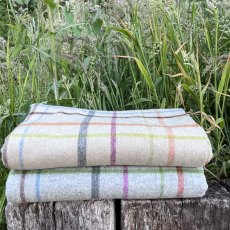 Portmeirion Toll Lambswool Check Throw - Beige / Multicolour