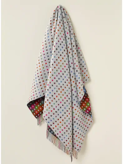 Portmeirion Multi Spot Merino Wool Throw - Grey Multicolour