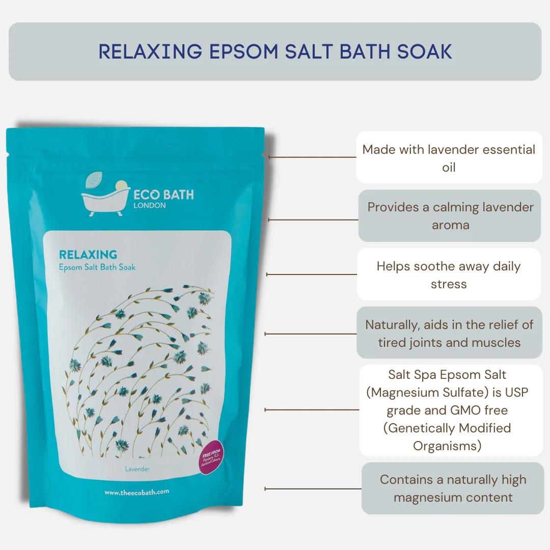 Eco Bath Relaxing Epsom Bath Salt Soak Pouch 1000g