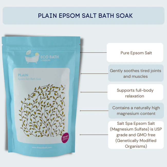 Eco Bath Plain Epsom Salt Bath Soak Pouch 1000g