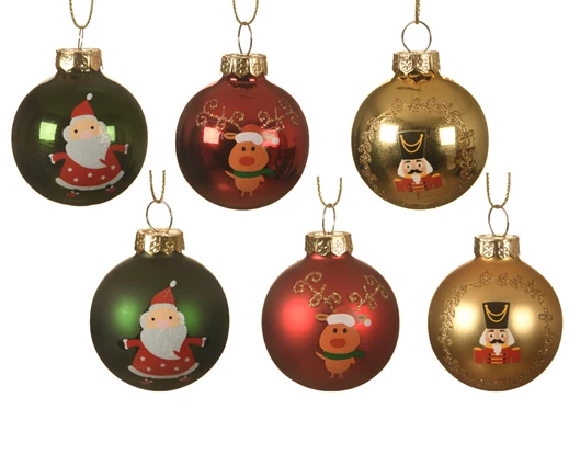 Nutcracker / Santa / Deer Glass Bauble