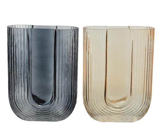 Art Deco Glass Vase : Charcoal / Beige