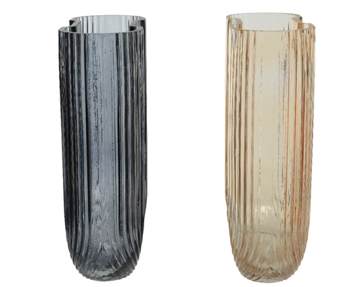 Art Deco Glass Vase : Charcoal / Beige