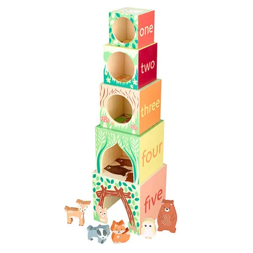 Orange Tree Toys Woodland Animal Stacking Cubes