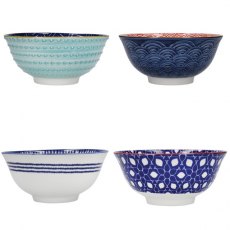 KitchenCraft Bowls Set of 4 'Blues' Design