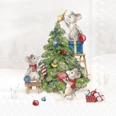 IHR Napkins Mice At Work Light Grey