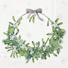 IHR Napkins Mistletoe Wreath Cream