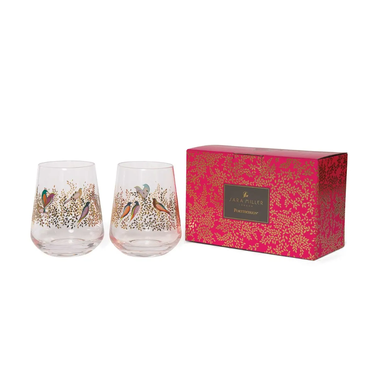 Sara Miller Chelsea Gold Leaf Set of 2 Tumblers Sara Miller Chelsea Gold Leaf Set of 2 Tumblers