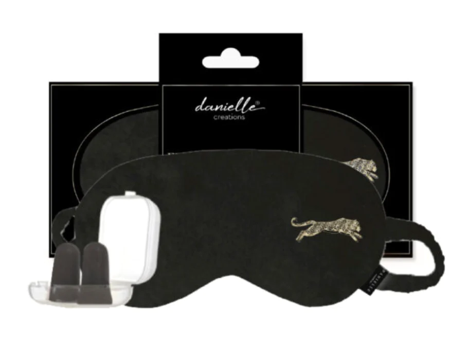 Danielle Creations Black Leopard Eye Mask & Ear Plugs