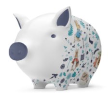 Peter Rabbit & Friends In The Garden Blue Piggy Bank