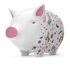 Peter Rabbit & Friends In The Garden Pink Piggy Bank