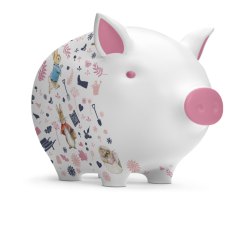 Peter Rabbit & Friends In The Garden Pink Piggy Bank