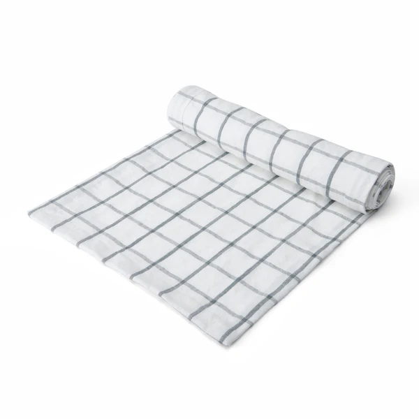 Mikasa Cotton / Linen Mix Grey Check Table Runner