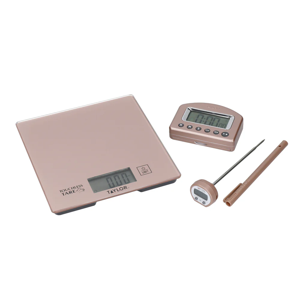 Taylor Pro 3-Piece Rose Gold Kitchen Measuring Set in Gift Box