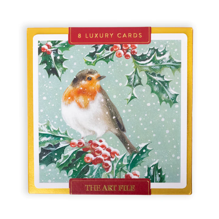 Frosted Robin Luxury Christmas Cards - 8 Pack