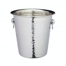 BarCraft Hammered-Steel Champagne Bucket with Ring Handles