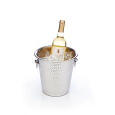 BarCraft Hammered-Steel Champagne Bucket with Ring Handles