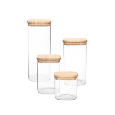 Jomafe Store & Care Square Bamboo Glass Jar