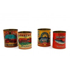 Vintage Style Lobster/Salmon Tins Set of 2