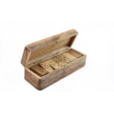 Wood & Brass Dominoes Set