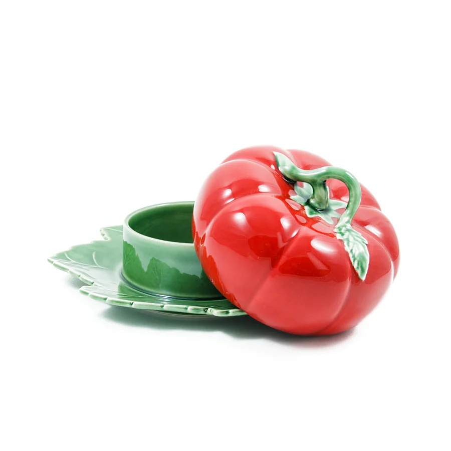 Bordallo Pinheiro Tomato Butter Dish with Cover