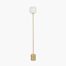 Bella White Ribbed Glass & Gold Metal Squoval Floor Lamp