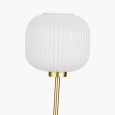 Bella White Ribbed Glass & Gold Metal Squoval Floor Lamp