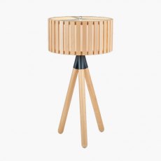 Rabanne Slatted Natural Wood Tripod Table Lamp