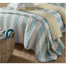 Laura Ashley Lille Stripe Seaspray Quilted Bedspread