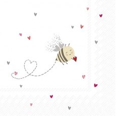 IHR Napkins Bee My Valentine Red/Grey