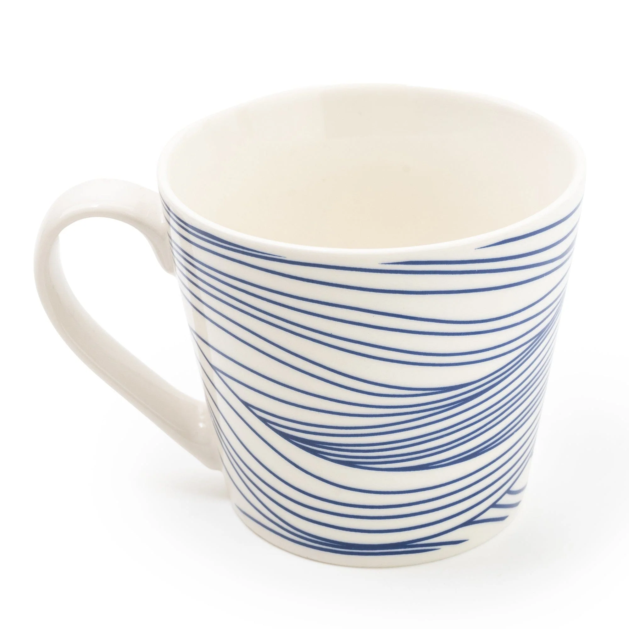 Wide Mug Nautical Horizontal Blue Lines