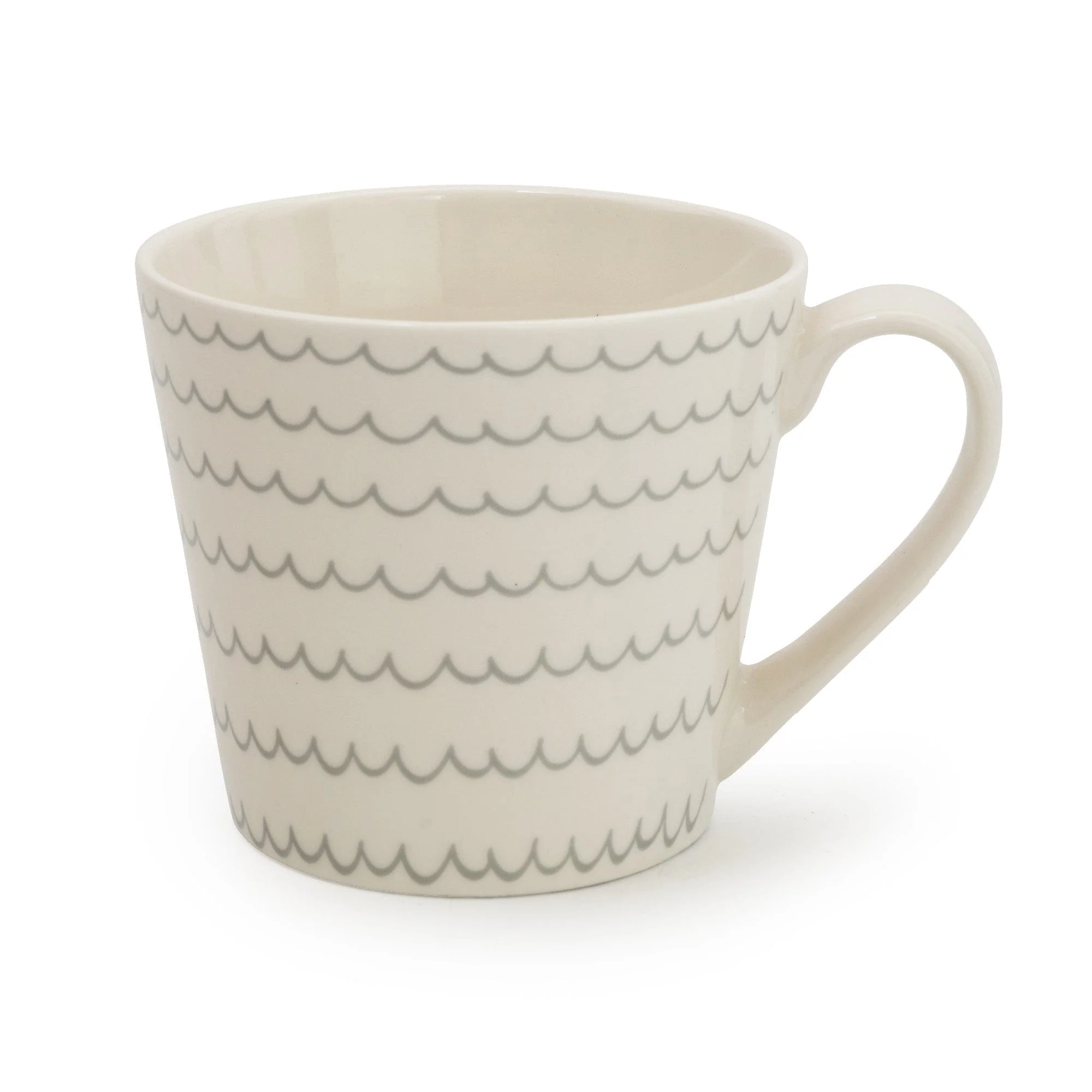 Wide Mug Nautical Wavy Lines Grey