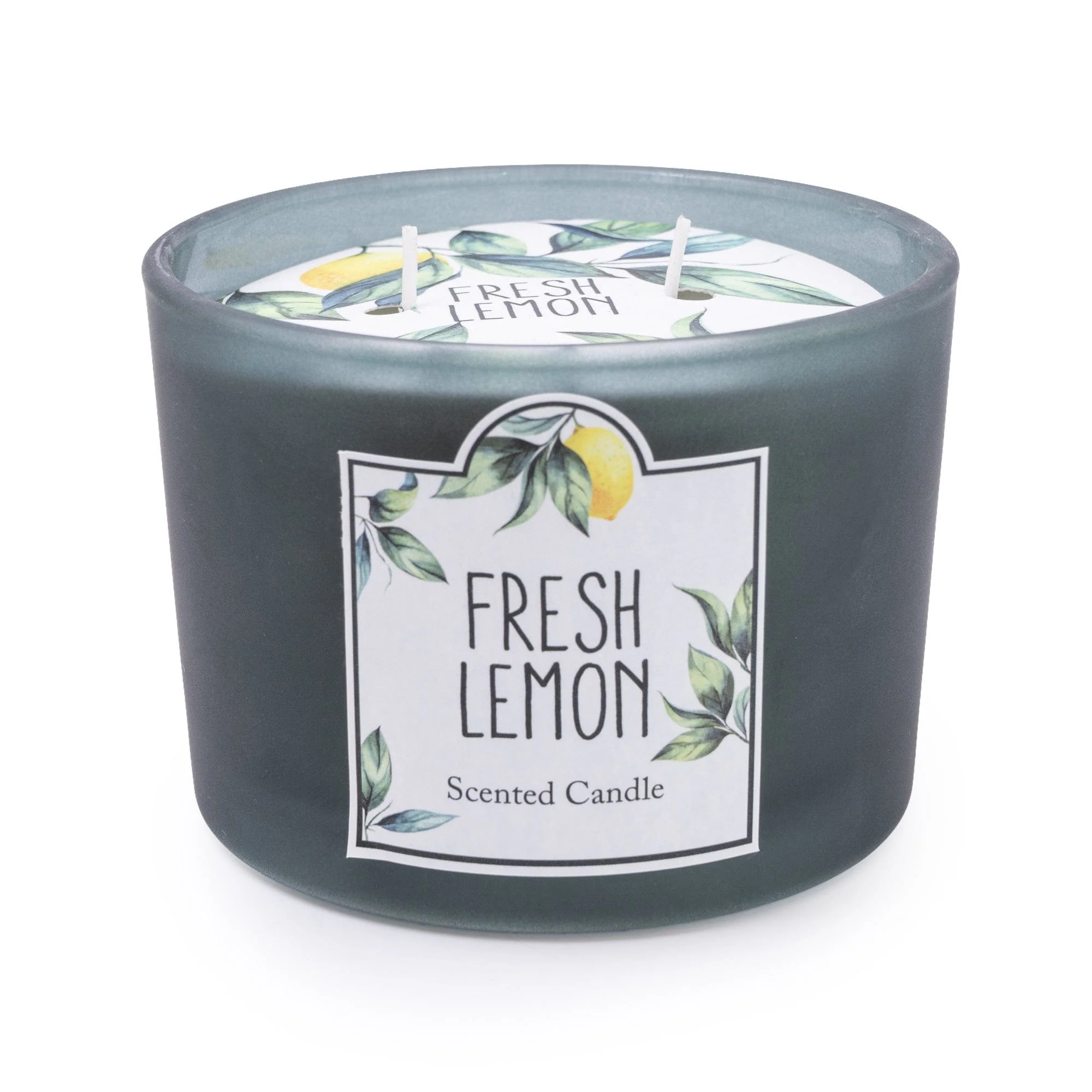Fresh Lemon 2 Wick Glass Candle - Sicilian Basil & Wild Lemon Scent