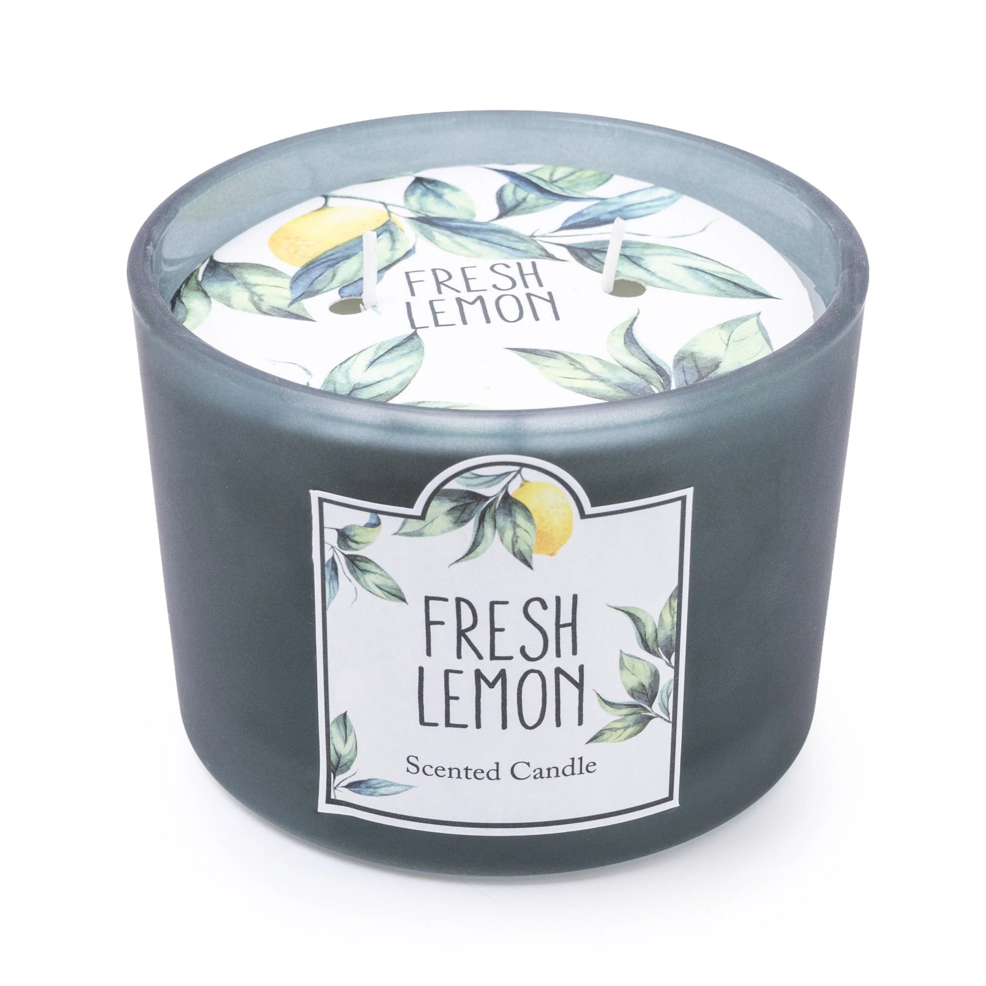 Fresh Lemon 2 Wick Glass Candle - Sicilian Basil & Wild Lemon Scent