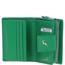 Ashwood Leather RFID Purse with Zip and Stud Closure Green X-30