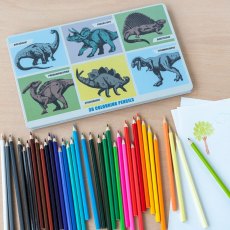 36 Colouring Pencils In A Tin Prehistoric Land