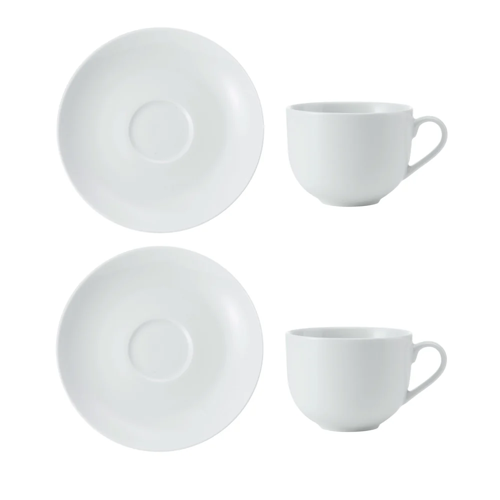 Mikasa Chalk Porcelain Teacup and Saucer Set 220ml White - 2 Pack