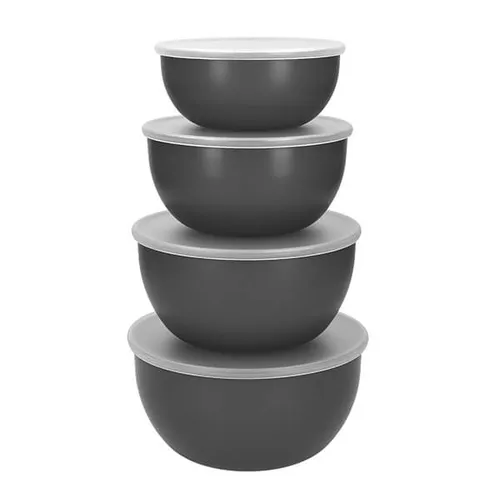 KitchenAid 4 Piece Meal Prep Bowls Set with Lids - Charcoal Grey