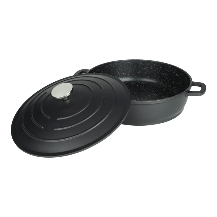 Grunwerg Commichef Cast Aluminium Shallow Casserole - Black