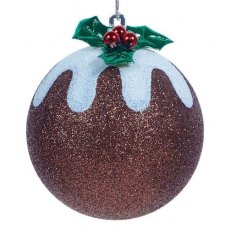 Premier Glitter Christmas Pudding Hanging Decoration