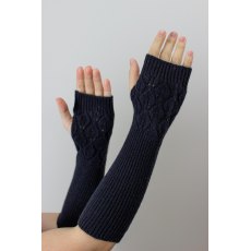 Oats & Rice Leaf Knit Cashmere Fingerless Arm Warmer Black