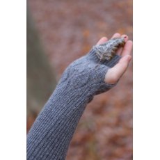 Oats & Rice Leaf Knit Cashmere Fingerless Arm Warmer Grey