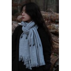 Oats & Rice Seedling Cashmere Scarf Pewter